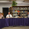 The Katonah-Lewisboro school board at its Jan. 8 meeting. Interim Superintendent John Goetz is pictured in the center.