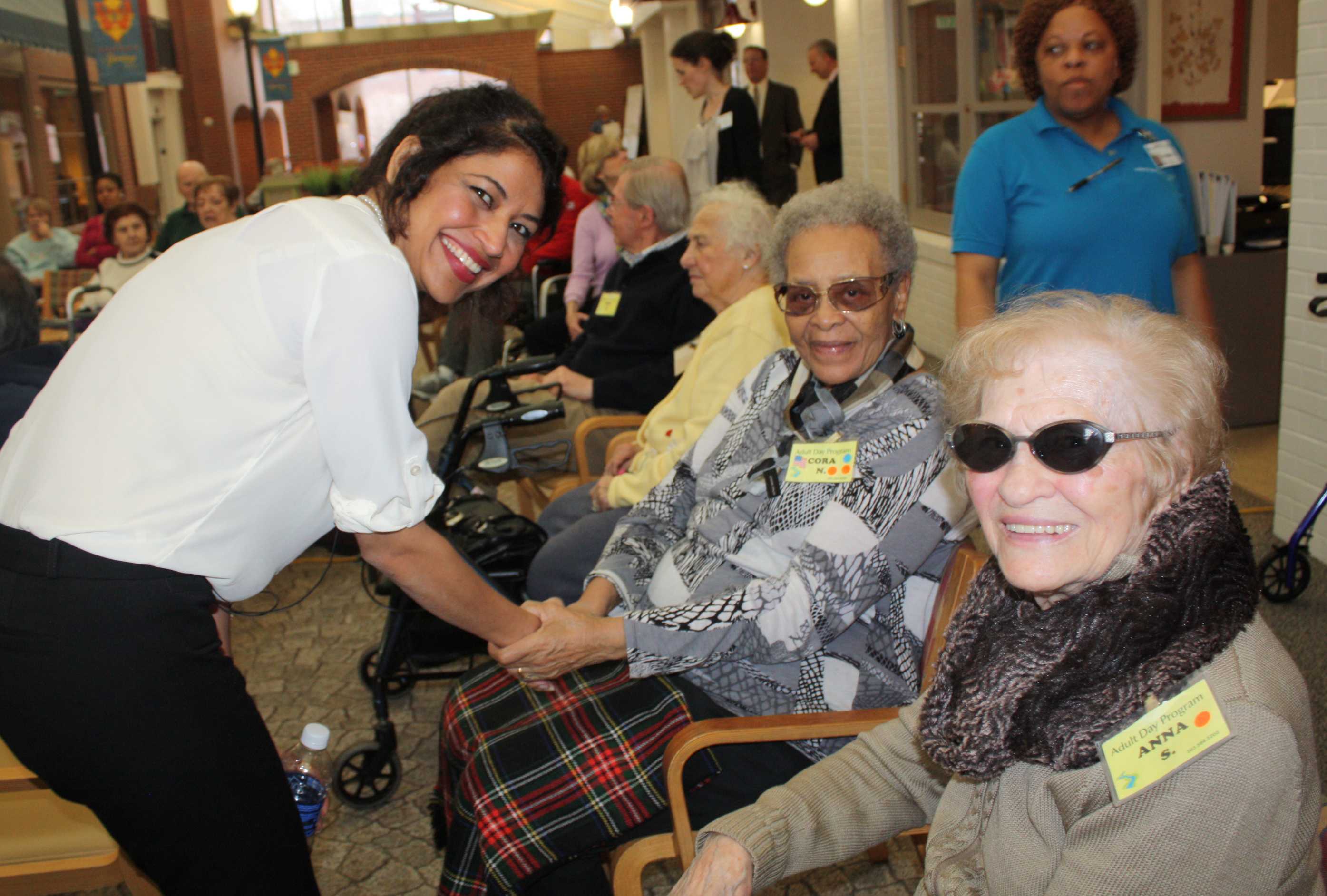 Cooking Channel personality Bal Arneson visits with residents of Main Street at The Village in New Canaan.