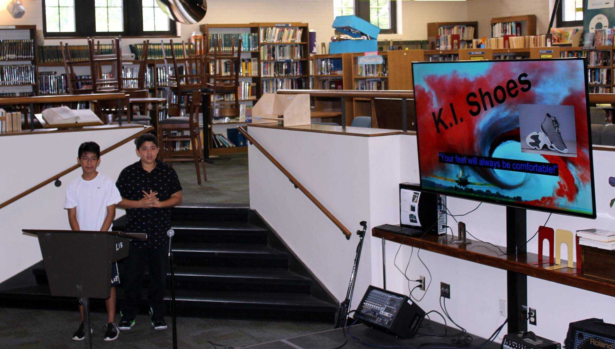 Anne M. Dorner Middle School students pitch products.