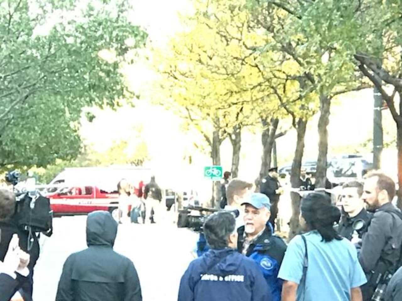 Police stopped him just past this group of people.