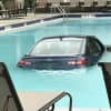 A woman hit the gas instead of the brake and ended up in a pool.
