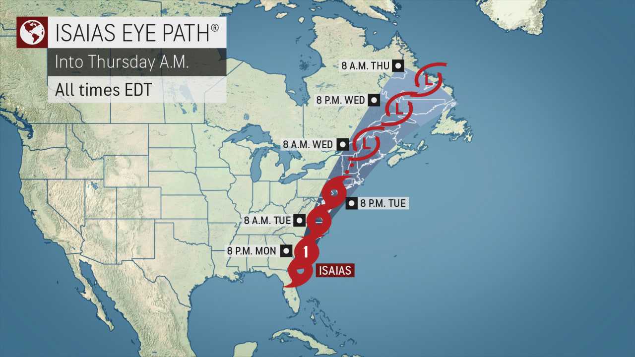 A look at projected track for Tropical Storm Isaias.