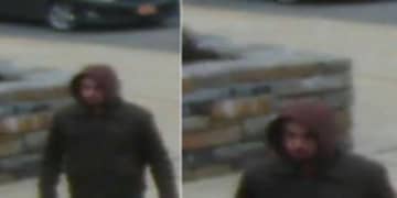Greenburgh Police are seeking information on a male who disrobed about 5 p.m. at Maria Regina High School after breaking in. Images of the suspect and a blue vehicle outside the school on Hartsdale Avenue just after the incident are above.
