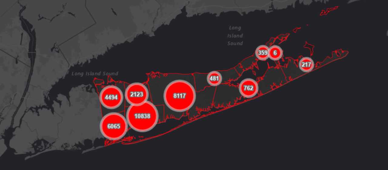 The Suffolk County COVID-19 map on Monday, May 4.