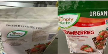 A look at one of the frozen organic strawberry products sold at Costco and Aldi.