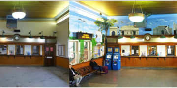 Mamaroneck artist Piero Manrique painted a series of murals at the New Rochelle Metro-North train station.