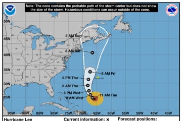 Hurricane Lee Growing Larger Before Expected Northward Turn: Latest Projected Landfall Timing