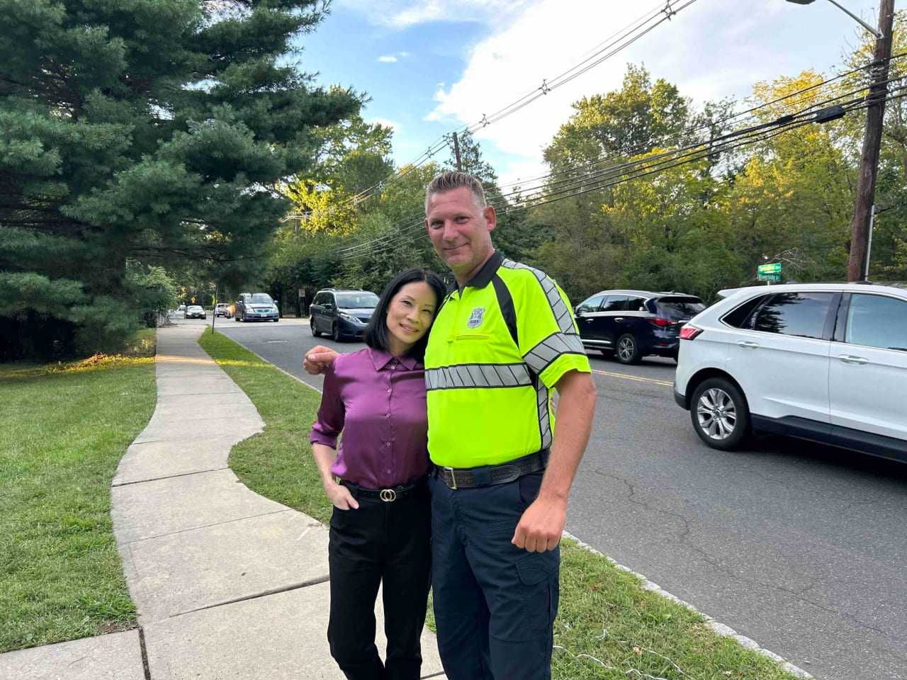 Lucy Liu Poses With Police Amid Movie Filming In North Jersey