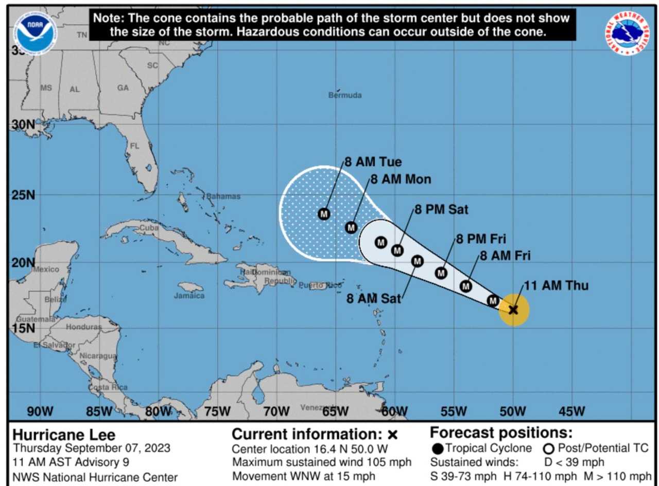 'Exceptionally Dangerous Weather Event': Lee Becomes Powerful Hurricane, May Hit Cat 5 In Days