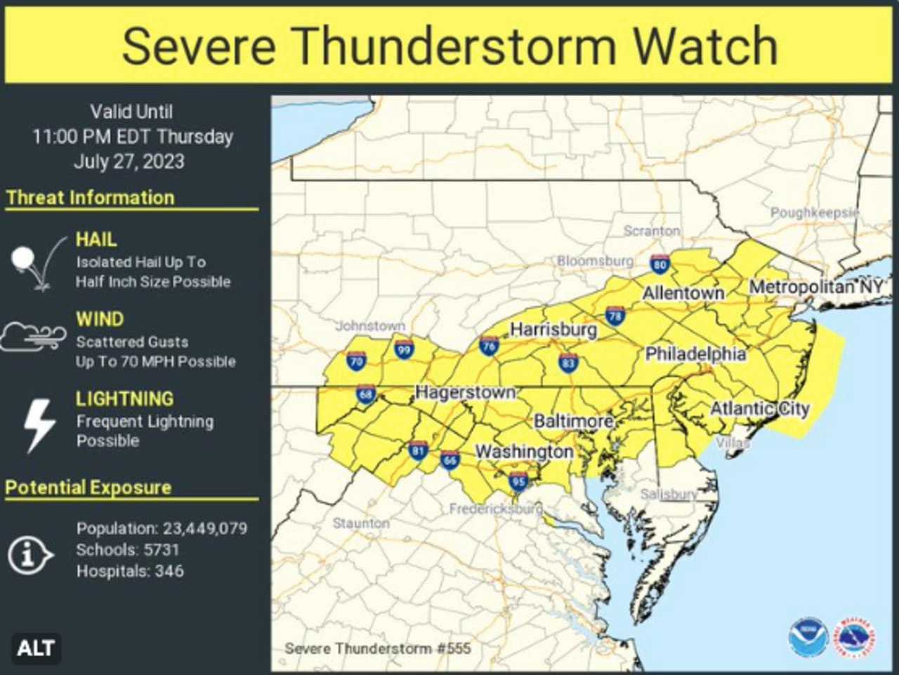 Severe Weather Watch Issued As Thunderstorms Threaten Region, More Sweltering Heat Ahead