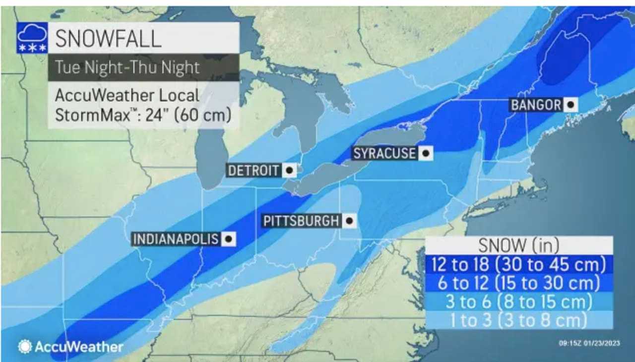 First Projected Snowfall Totals Released For Midweek Storm Taking Aim On Region