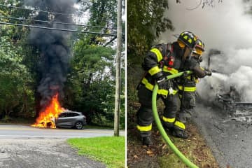 Car Bursts Into Flames, Causes Temporary Road Closure In Somers