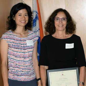 Ching-Hua Checn, IBM, with Diane Tukman, My Sisters' Place, White Plains. Tukman, director of development and programs at Bridges to Community in Ossining, has been named My Sisters' Place new chief program officer.