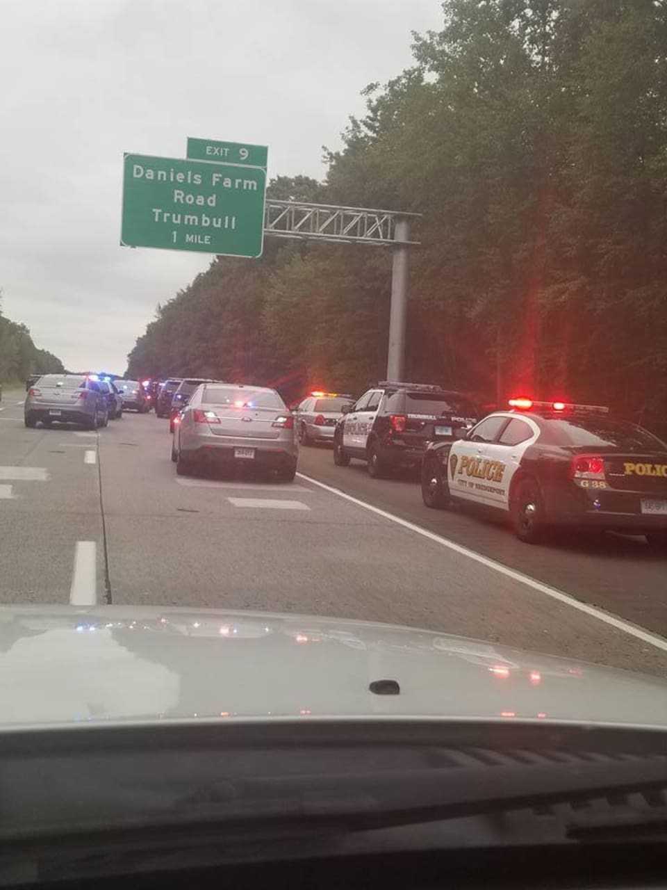 The stolen car from New Canaan was stopped Saturday on Route 25 near the Daniels Farm Road exit after a crime spree, police said.