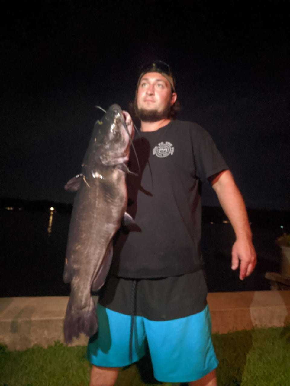 Tomkunas with his large catfish.