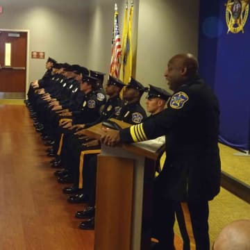 Bergen County Sheriff Anthony Cureton welcomes the new hires.