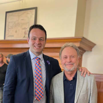 Paterson Mayor Andre Sayegh with Billy Crystal