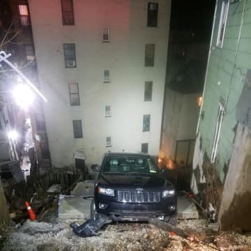 A retaining wall collapsed on Landscape Avenue into Bruce Avenue in Yonkers.
