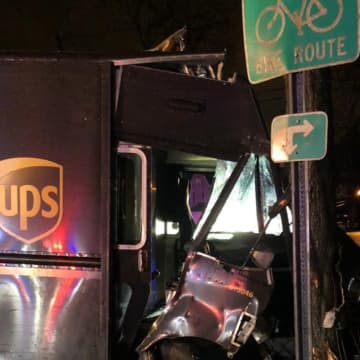 The aftermath of the DWI UPS crash in Teaneck.