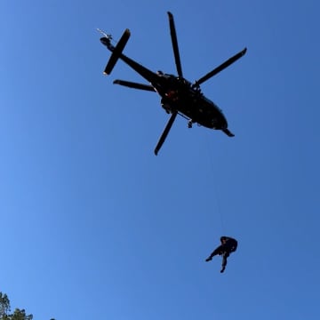 A Maryland State Police helicopter was used to airlift a worker to safety.