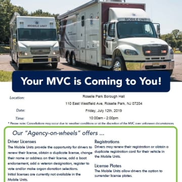 The mobile MVC unit will be in Roselle Parl July 12 offering a range of services, including license renewals.