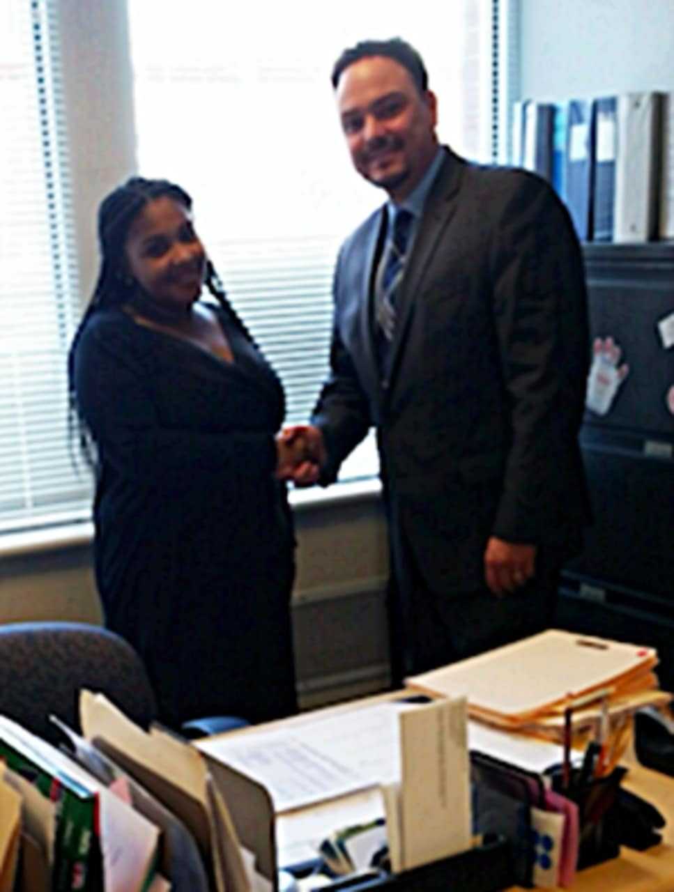 Diamond Sead with Director of the School Based Health Centers, Carlos Reinoso Jr.
