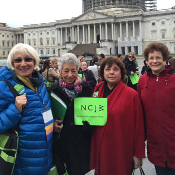 National Council of Jewish Women (NCJW) CEO Nancy Kaufman (left) and National President Debbie Hoffmann (right) led nearly 400 women from the U.S. Supreme Court to the U.S. Capitol.