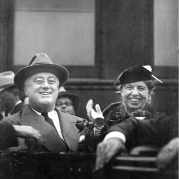 Eleanor Roosevelt, shown with FDR, was once dubbed the "First Lady of Radio." Recordings of her many broadcasts will be aired at a special program at the president's library and museum in Hyde Park.