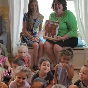 West Milford Girl Scout Eileen Van Kirk was recognized by New Jersey Department of Children and Families Commissioner Allison Blake for volunteering to build a book shelf and storage bench for the Highlands Family Success Center.