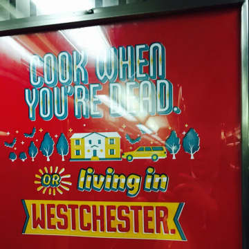 A Westchester example of a Seamless ad from Grand Central Station, promoting the online food delivery service. Variations of the ad can be found on billboards, posters, subways and buses in New Jersey and New York City.