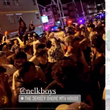 YouTube group "Nelk Boys" drew large crowds at the Seaside Heights how they were renting on Monday evening, pending the release of new merchandise on their website.