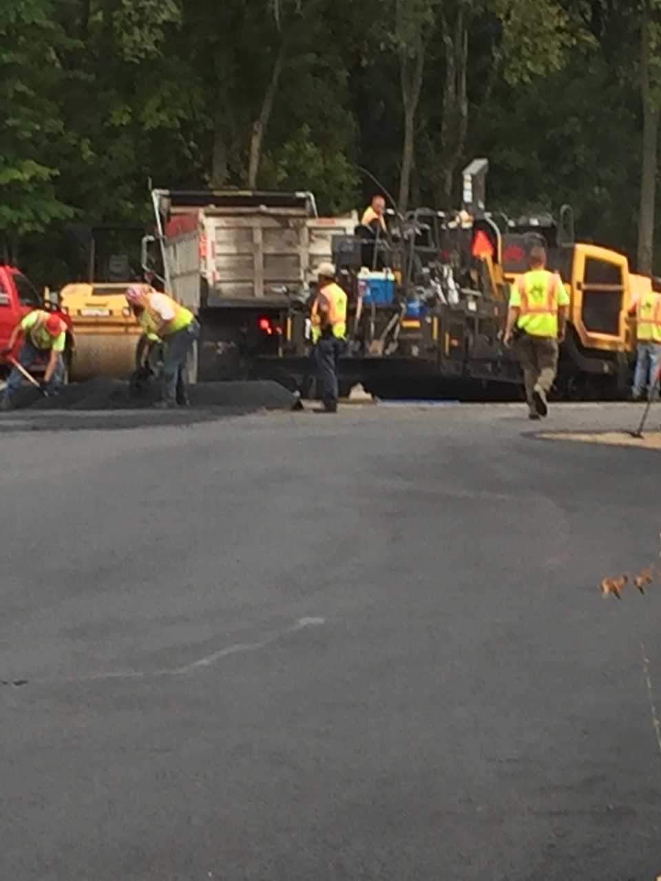 The parking lot at Bloomingdale Borough Hall gets repaved.
