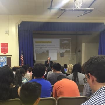 Students and parents attended a recent fifth- grade orientation meeting at the Roosevelt School in Ossining.