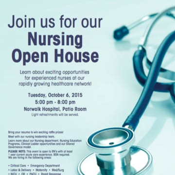 A Nursing Open House is planned for Tuesday, Oct. 6, at Norwalk Hospital. 