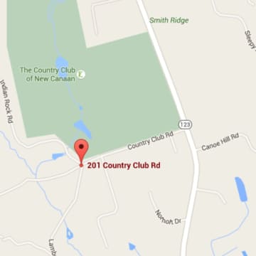 Country Club Road is closed to traffic near the Country Club of New Canaan.
