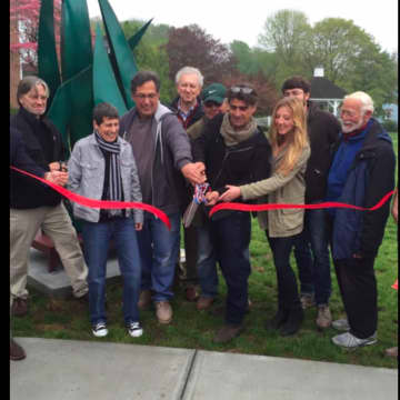The grand opening and ribbon cutting for the Bethel Outdoor Public Sculpture Exhibit took place on Saturday, May 7, on the Municipal Center Lawn, at 1 School St.