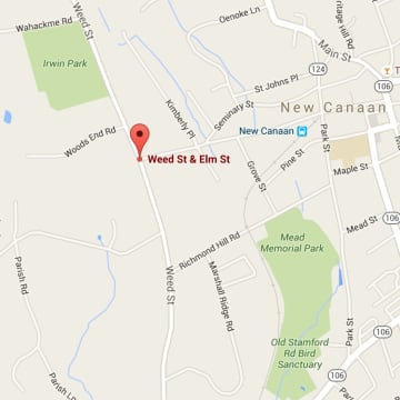 Traffic was being diverted Tuesday at Weed and Elm streets in New Canaan.