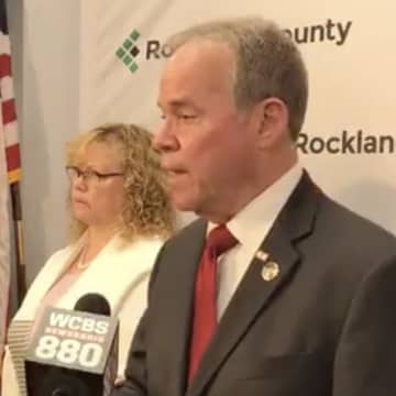 Rockland County Commissioner of Health Dr. Patricia Schnabel Ruppert and County Executive Ed Day discuss the measles outbreak.
