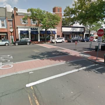 The intersection of Elm Street and South Avenue in New Canaan.
