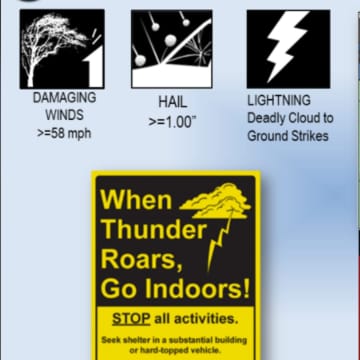 A new round of thunderstorms will be accompanied by damaging winds with gusts up to 58 miles per hour, one-inch hail and dangerous cloud to ground lightning strikes.