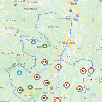 The Central Hudson Outage Map as of 3:35 p.m. on Tuesday, Aug. 4.