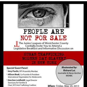 Assemblywoman Amy Paulin will lead the human trafficking discussion in Greenburgh.