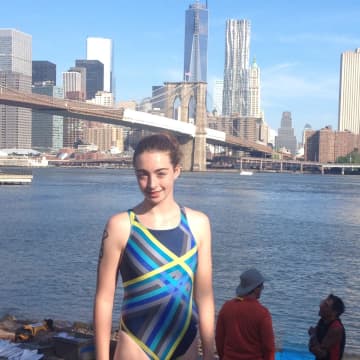 Croton 14-year-old Kate Flynn of the Ossining Spartans Swim Team, swam an open-water event under the Brooklyn Bridge.