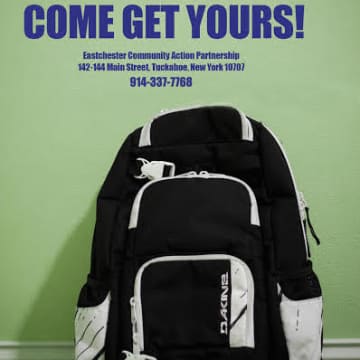 Eastchester families can pick up the supplied backpacks on Thursday in Tuckahoe.