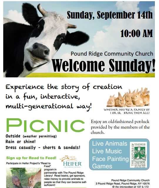 Join Pound Ridge Community Church for its Welcome Sunday.