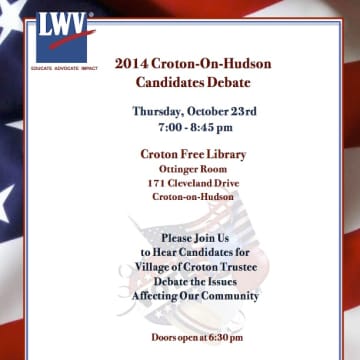 Join the League of Women Voters for a candidate's forum on Thursday, Oct. 23.