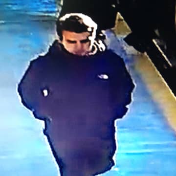 Surveillance footage of a suspect believed to have stolen cash from the concession stand at the Noroton Heights train station.