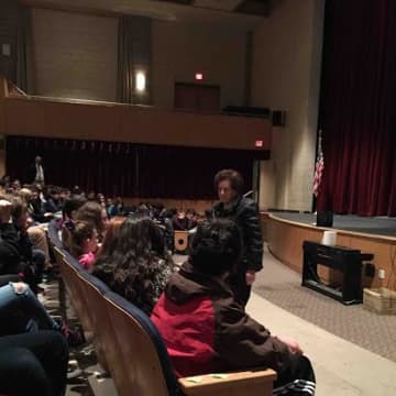 Holocaust survivor Judith Altmann visited Irvington Middle School eighth-grade students and shared her personal story.