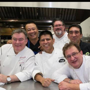 Peter X. Kelly with fellow chefs at the Corks and Forks event in New City.