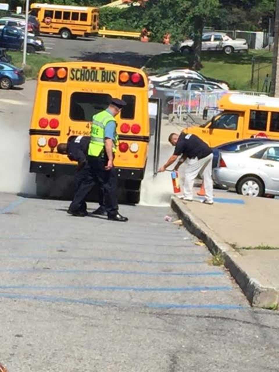There was a small fire in a bus at Isaac E. Young Middle School in New Rochelle.